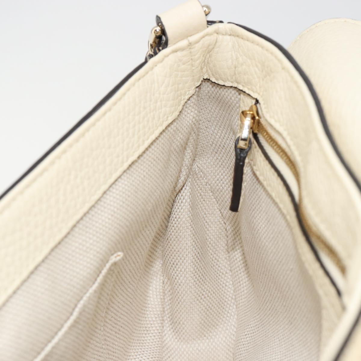 GUCCI Chain Soho Shoulder Bag Leather Outlet White Gold 536224 Auth ka4403A