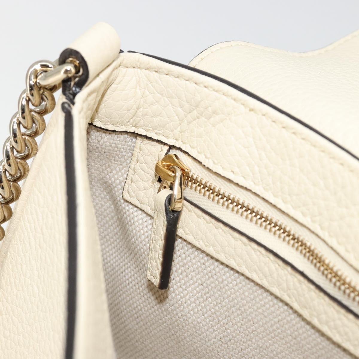 GUCCI Chain Soho Shoulder Bag Leather Outlet White Gold 536224 Auth ka4403A