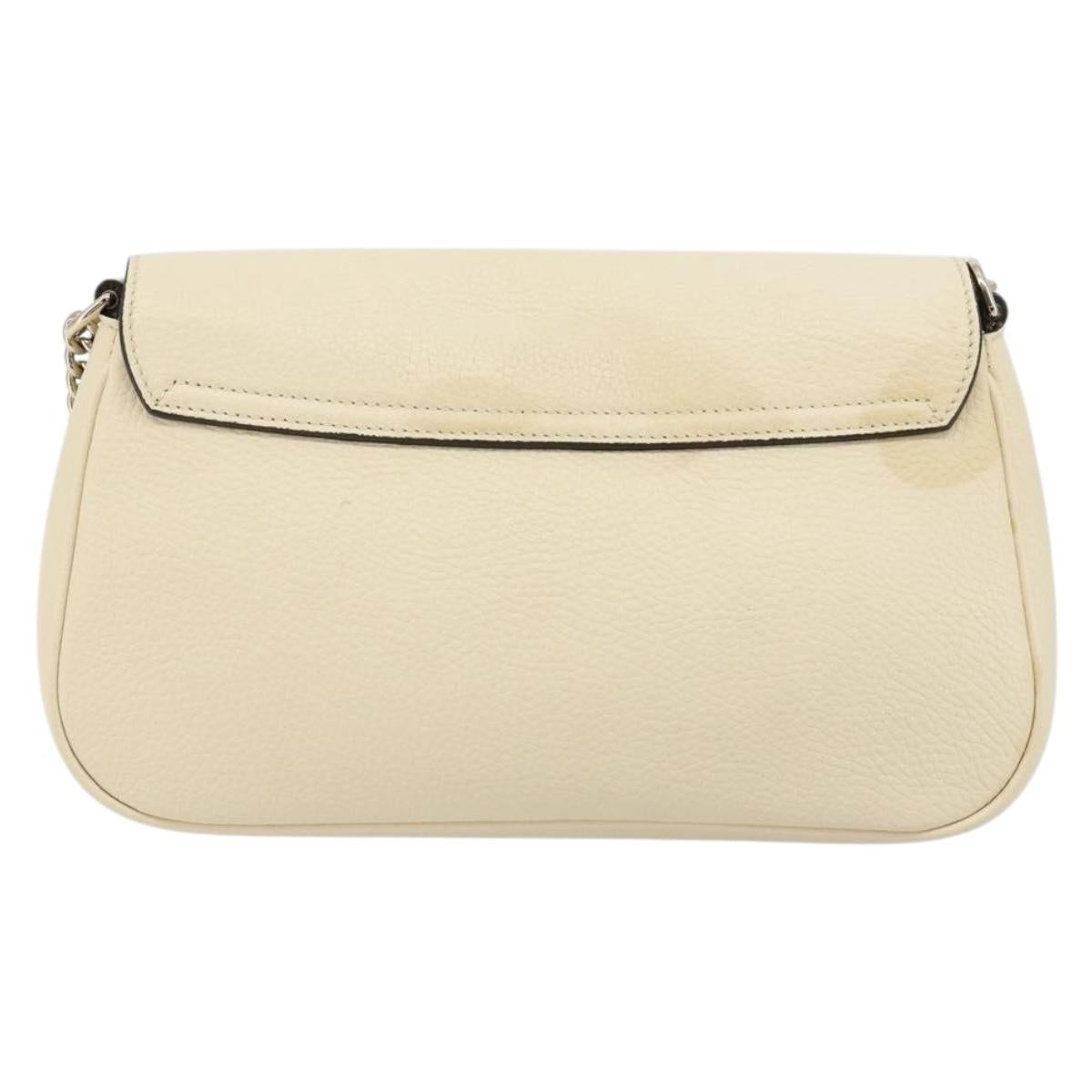 GUCCI Chain Soho Shoulder Bag Leather Outlet White Gold 536224 Auth ka4403A
