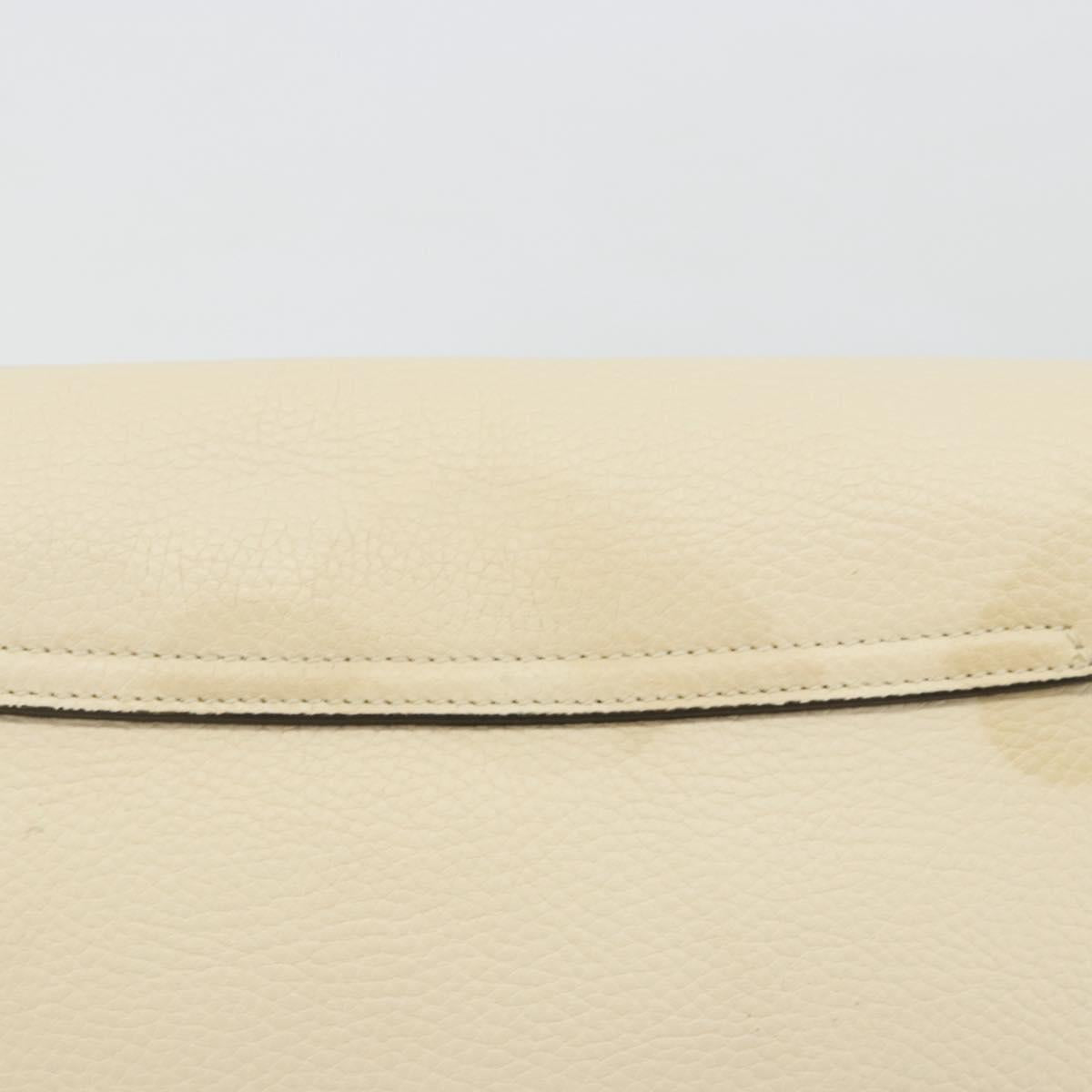 GUCCI Chain Soho Shoulder Bag Leather Outlet White Gold 536224 Auth ka4403A