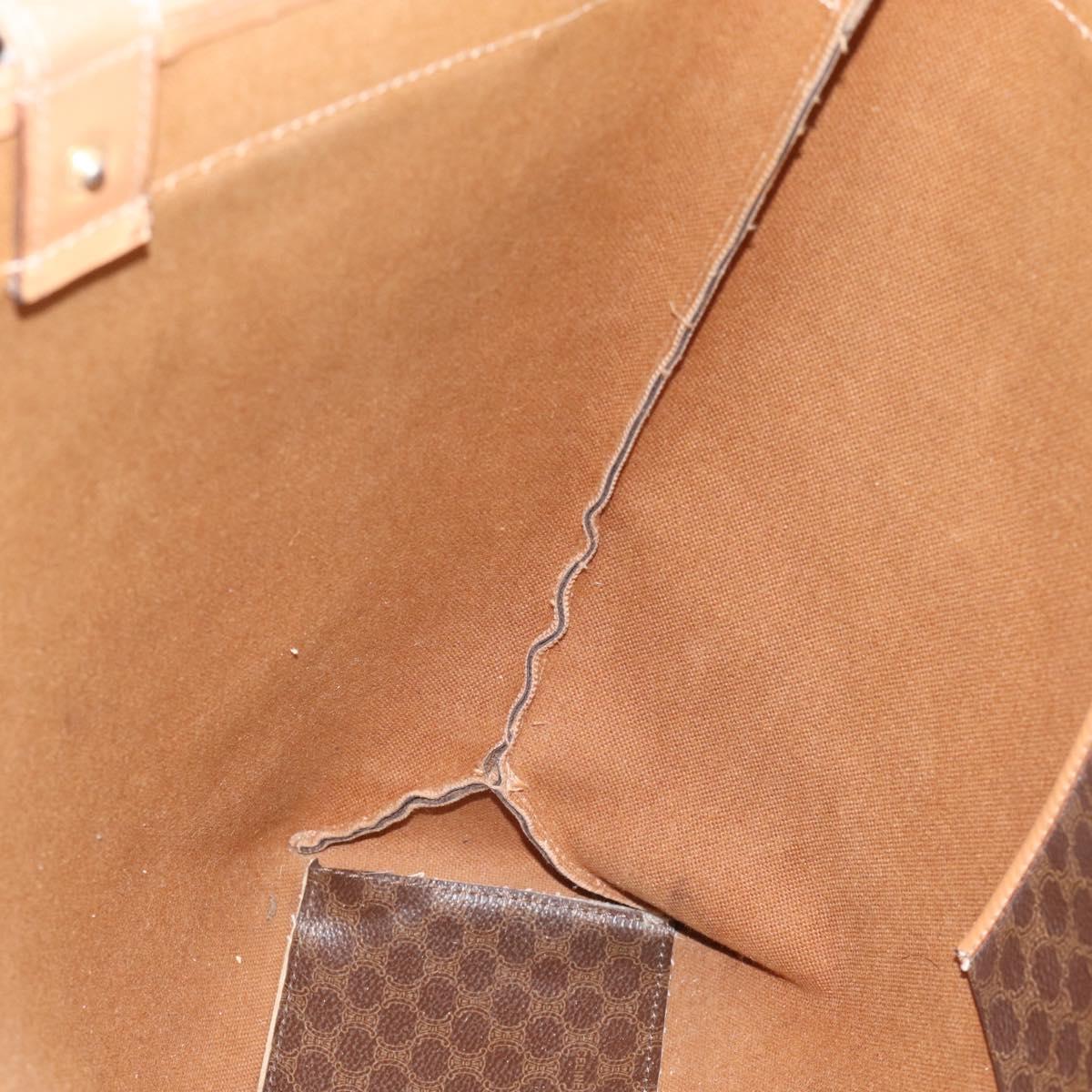 CELINE Macadam Canvas Tote Bag PVC Leather Brown Gold Auth ka4407