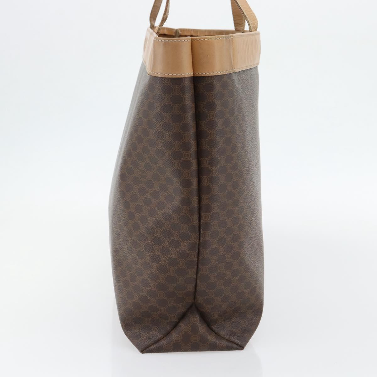 CELINE Macadam Canvas Tote Bag PVC Leather Brown Gold Auth ka4407