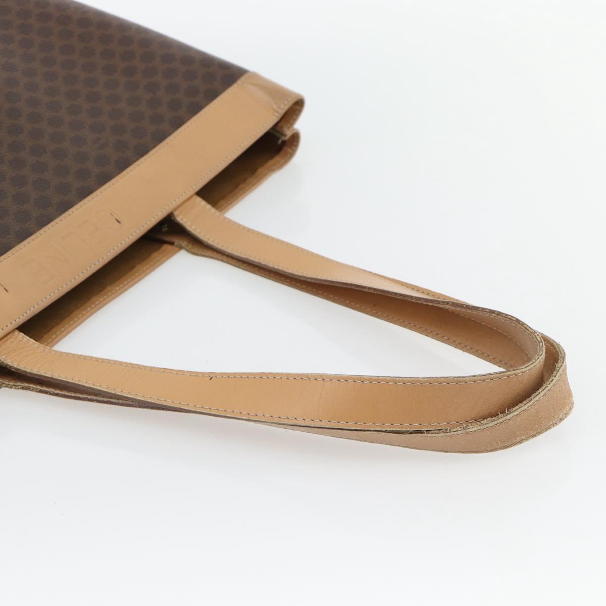 CELINE Macadam Canvas Tote Bag PVC Leather Brown Gold Auth ka4407