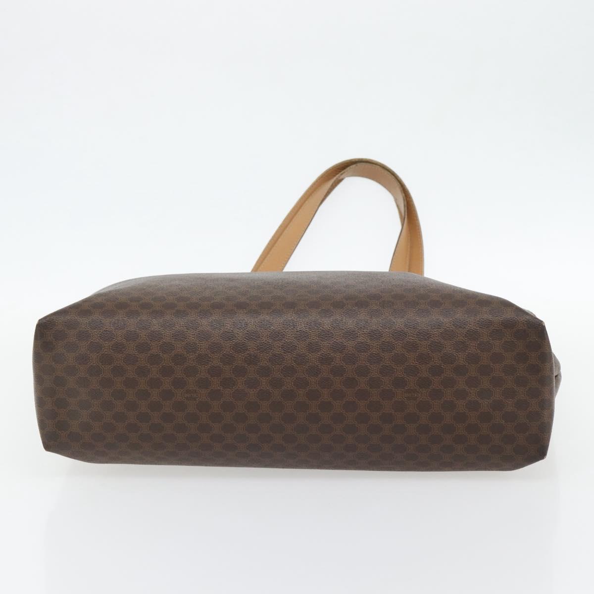 CELINE Macadam Canvas Tote Bag PVC Leather Brown Gold Auth ka4407