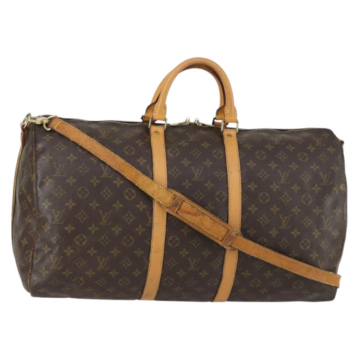 LOUIS VUITTON Monogram Keepall Bandouliere 55 Boston Bag M41414 LV Auth ka441