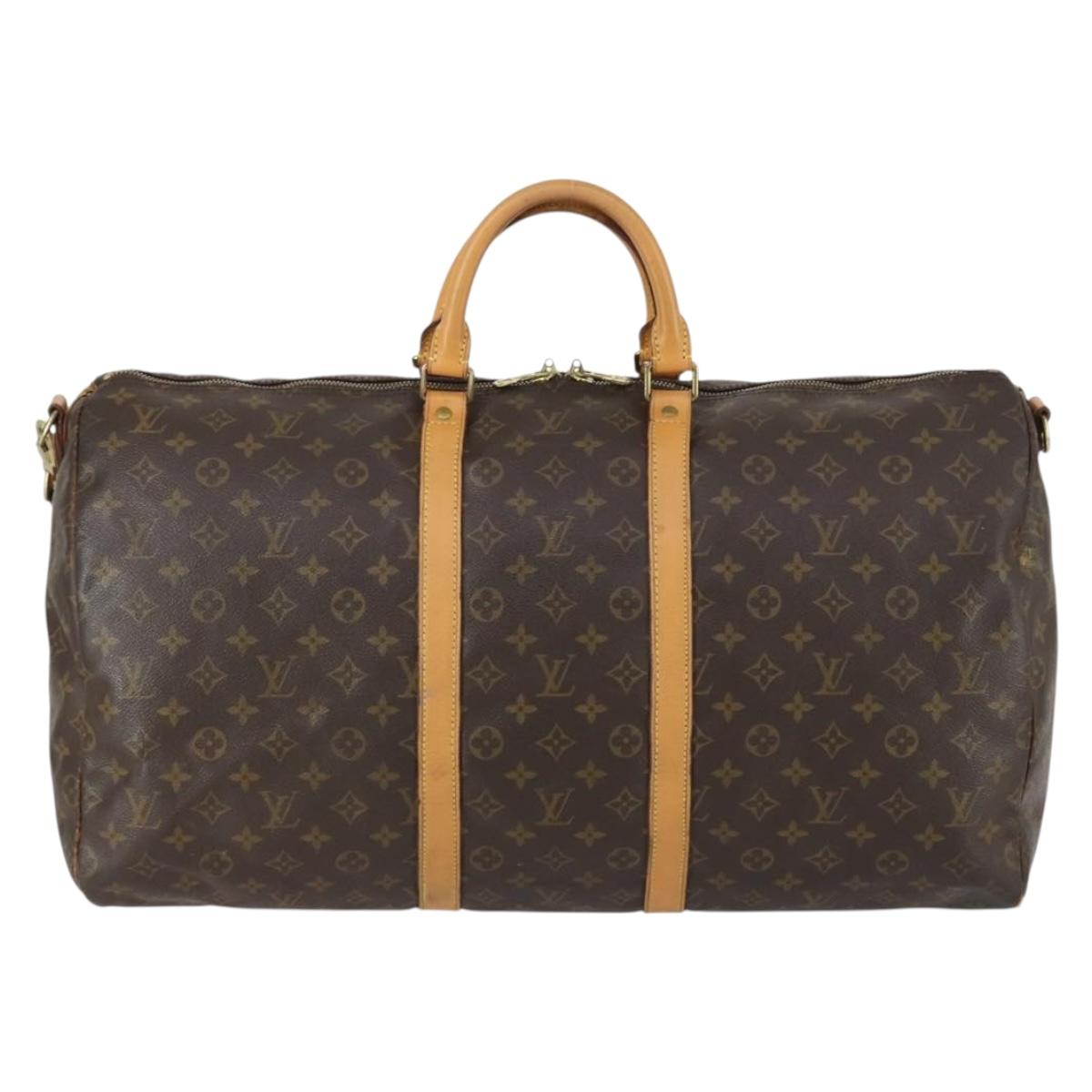 LOUIS VUITTON Monogram Keepall Bandouliere 55 Boston Bag M41414 LV Auth ka441