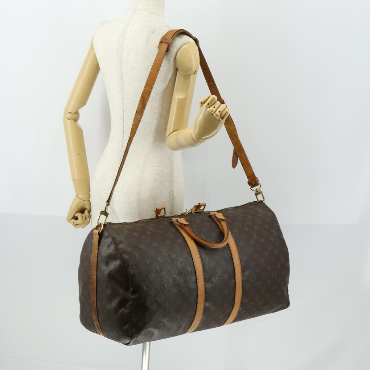 LOUIS VUITTON Monogram Keepall Bandouliere 55 Boston Bag M41414 LV Auth ka441