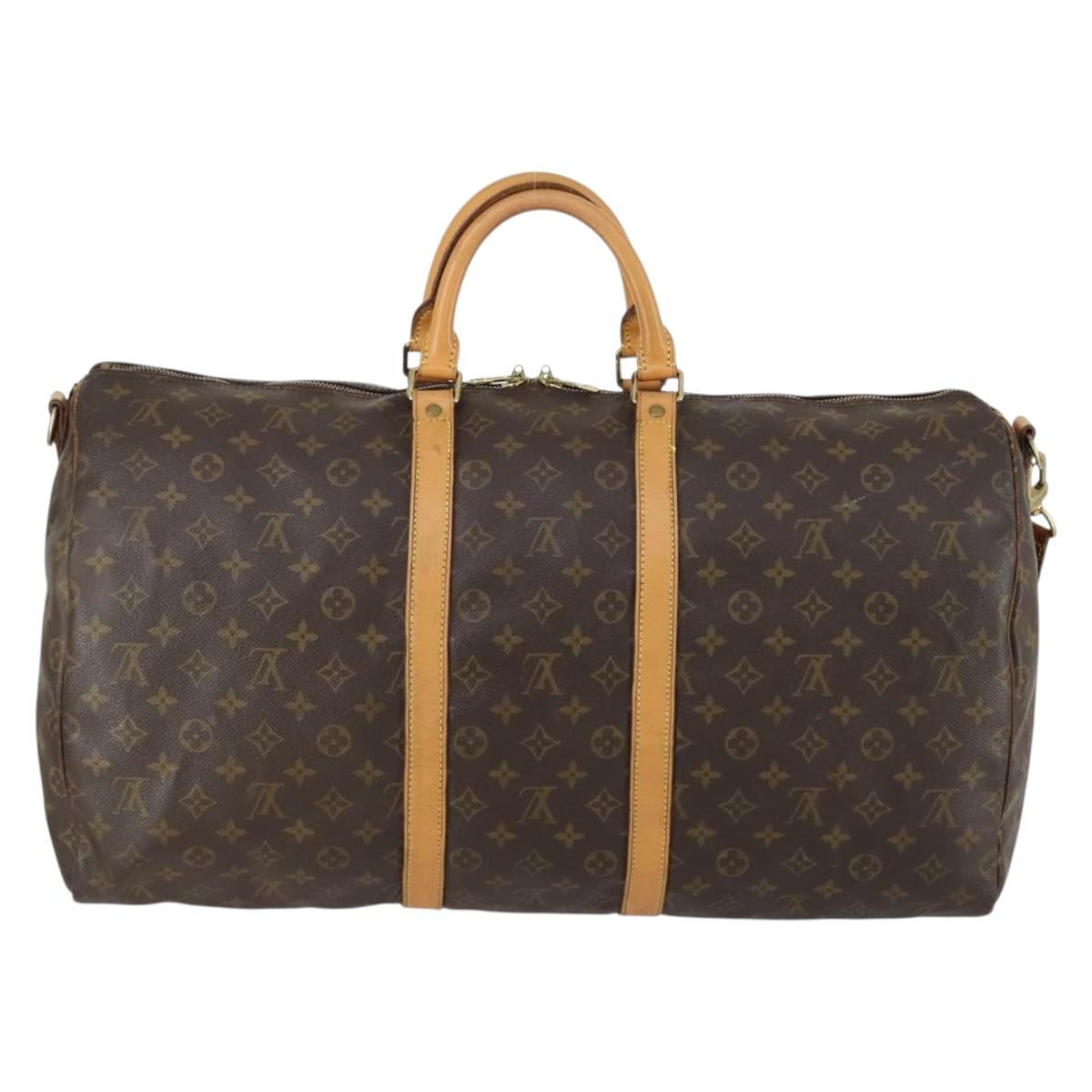 LOUIS VUITTON Monogram Keepall Bandouliere 55 Boston Bag M41414 LV Auth ka441