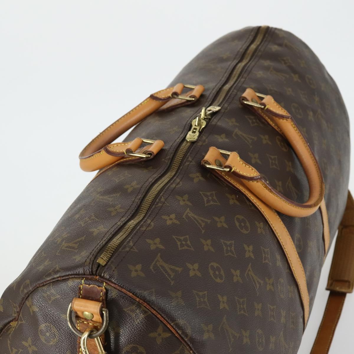 LOUIS VUITTON Monogram Keepall Bandouliere 55 Boston Bag M41414 LV Auth ka441