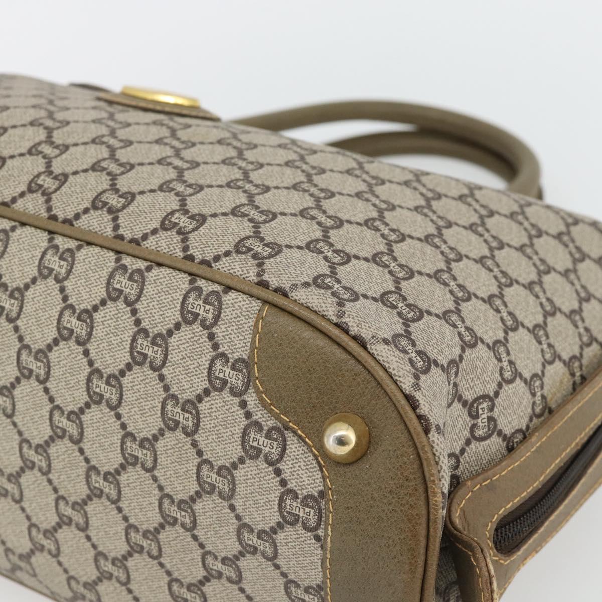 GUCCI GG Plus Supreme Hand Bag PVC Beige Gold Auth ka4413