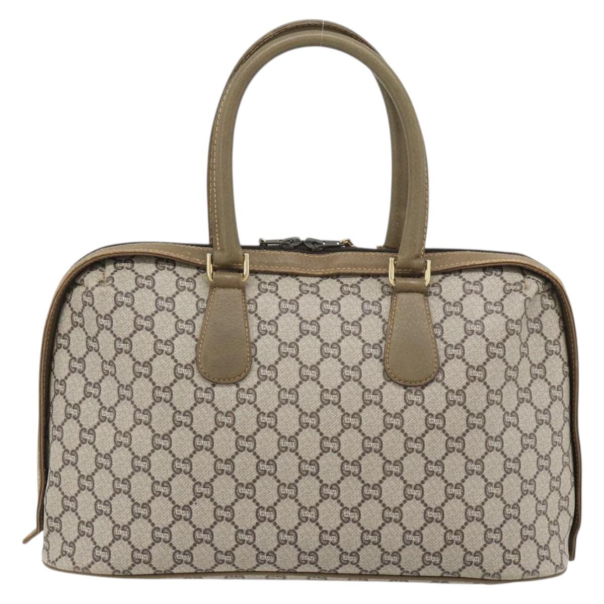 GUCCI GG Plus Supreme Hand Bag PVC Beige Gold Auth ka4413