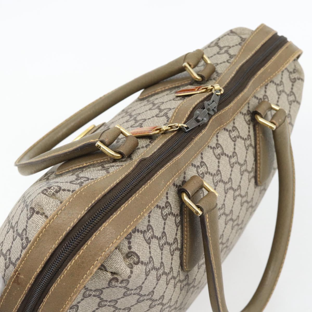 GUCCI GG Plus Supreme Hand Bag PVC Beige Gold Auth ka4413