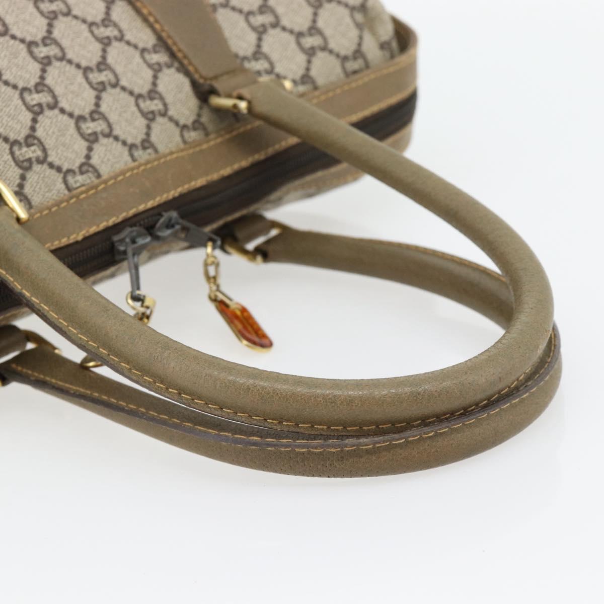 GUCCI GG Plus Supreme Hand Bag PVC Beige Gold Auth ka4413