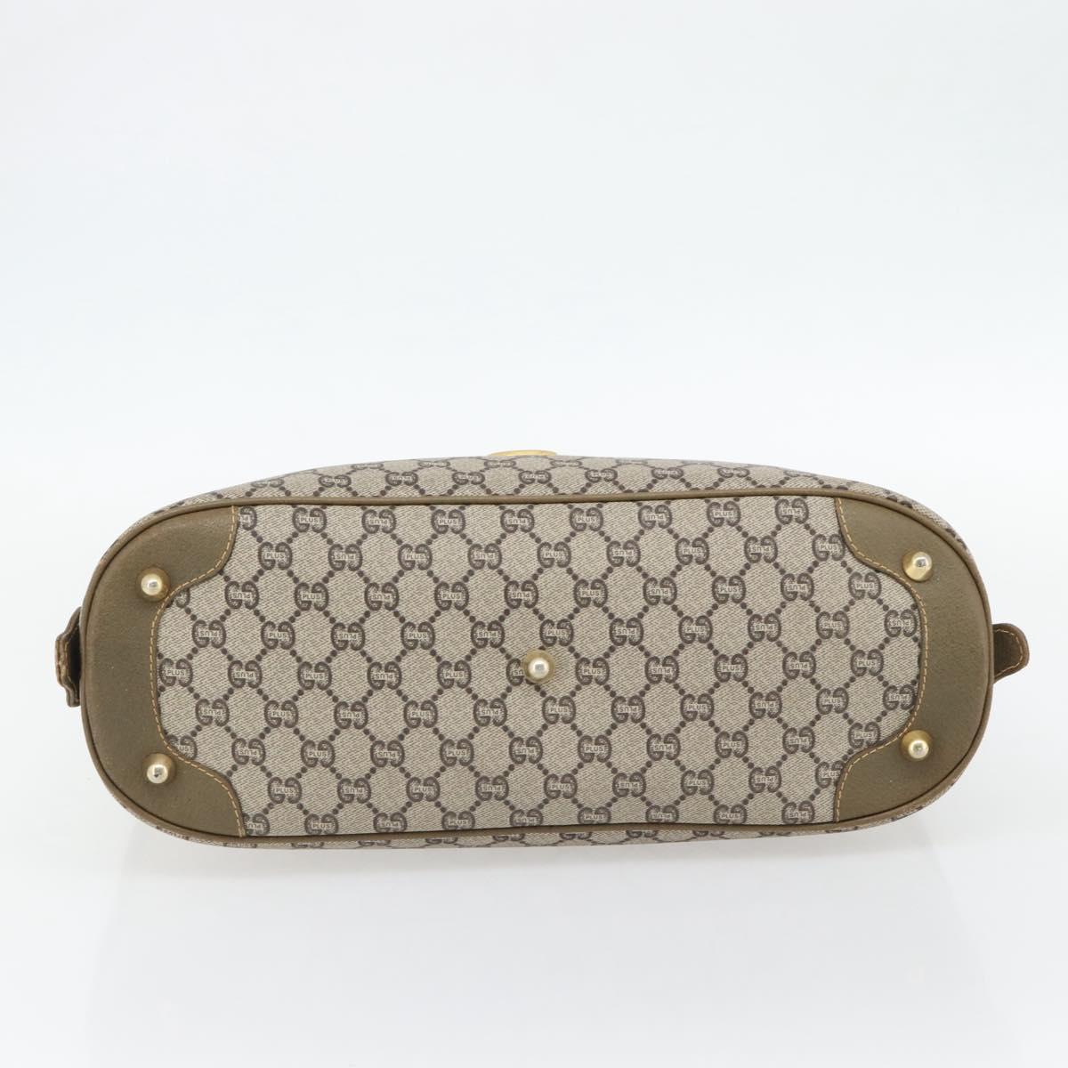GUCCI GG Plus Supreme Hand Bag PVC Beige Gold Auth ka4413