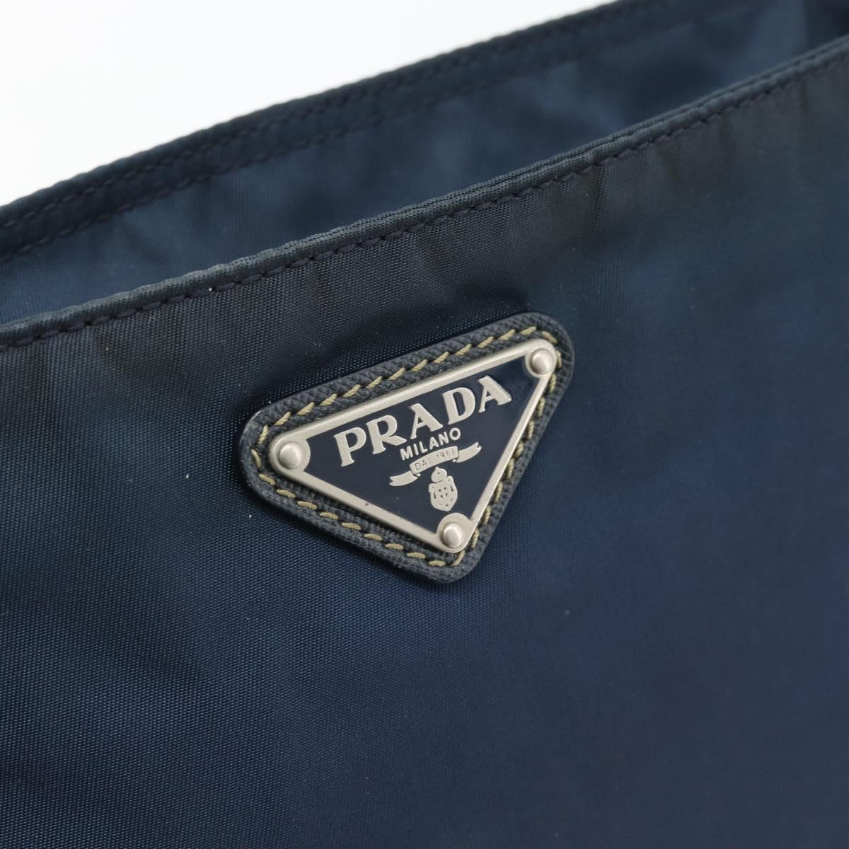 PRADA Shoulder Bag Nylon Navy Silver Auth ka4414A
