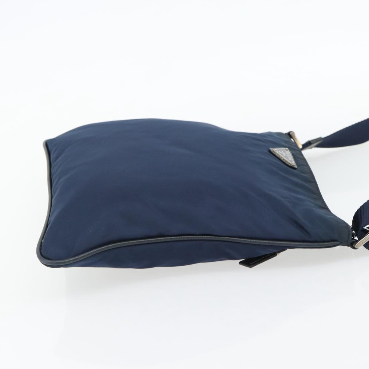 PRADA Shoulder Bag Nylon Navy Silver Auth ka4414A