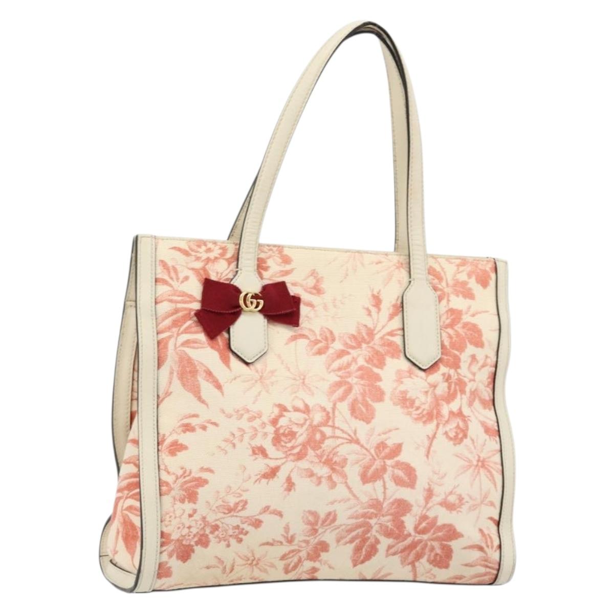 GUCCI Tote Bag Canvas Leather Pink Gold 432684 Auth ka4415A