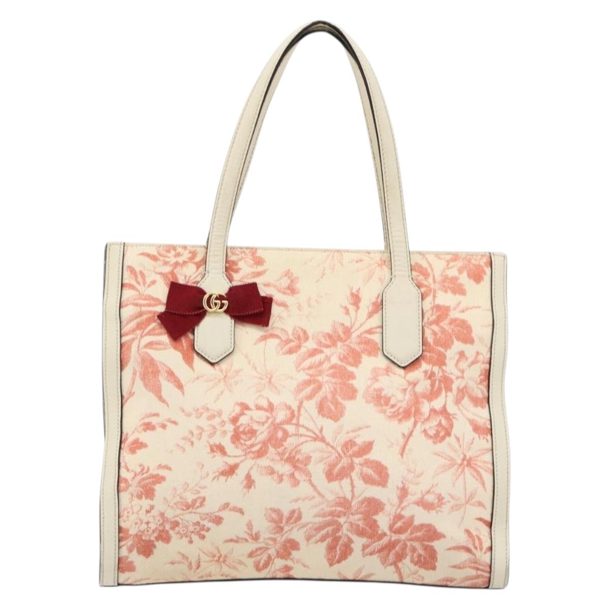 GUCCI Tote Bag Canvas Leather Pink Gold 432684 Auth ka4415A