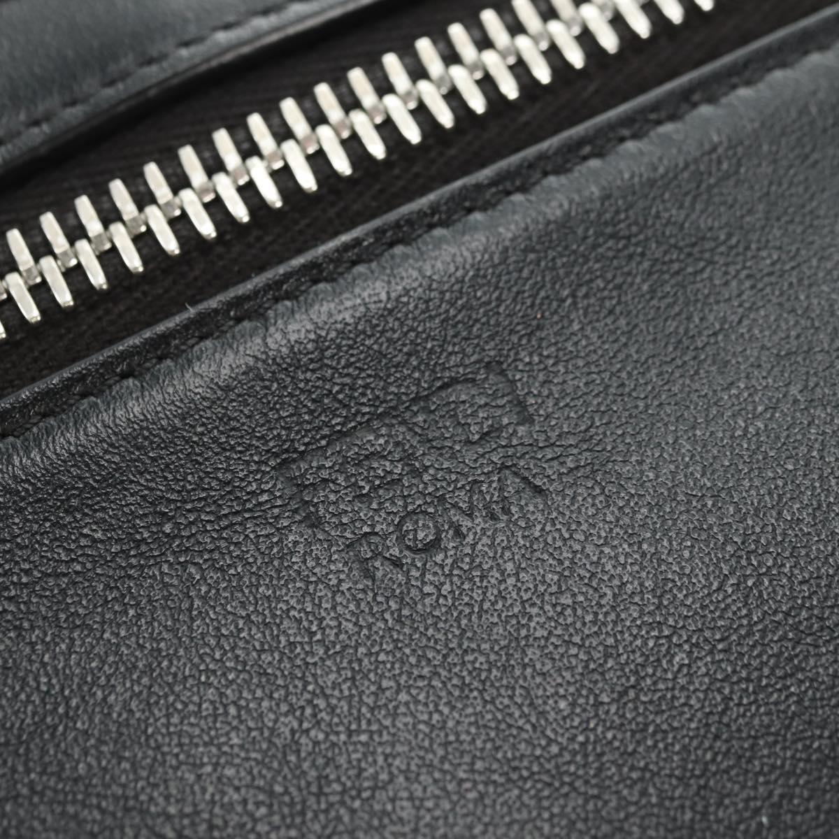 FENDI Bugs Monster Shoulder Bag Leather Black Silver Auth ka4417M