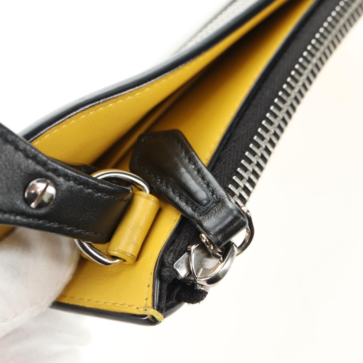 FENDI Bugs Monster Shoulder Bag Leather Black Silver Auth ka4417M