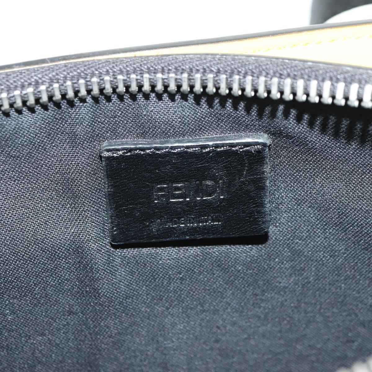 FENDI Bugs Monster Shoulder Bag Leather Black Silver Auth ka4417M