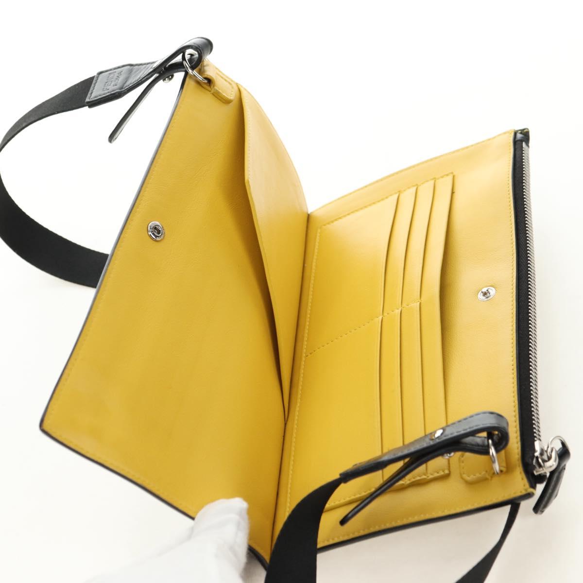 FENDI Bugs Monster Shoulder Bag Leather Black Silver Auth ka4417M