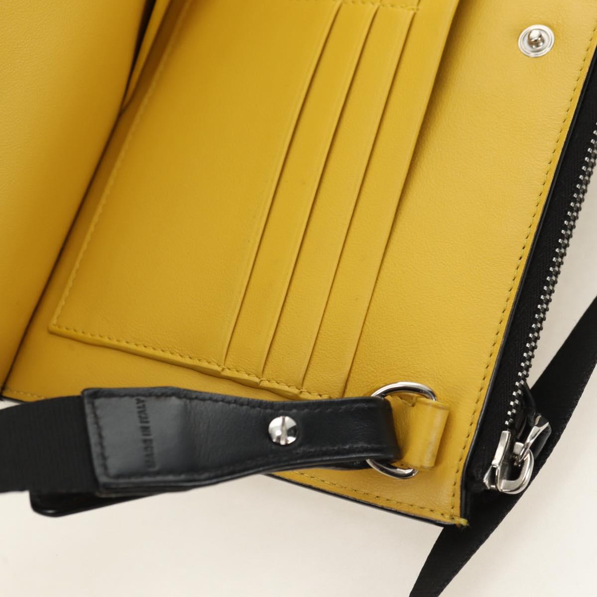 FENDI Bugs Monster Shoulder Bag Leather Black Silver Auth ka4417M
