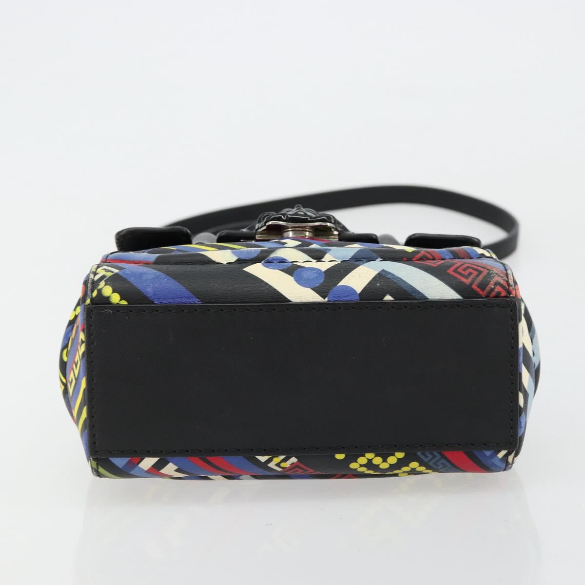 Gianni Versace Hand Bag Leather 2way Multicolor Silver Auth ka4419