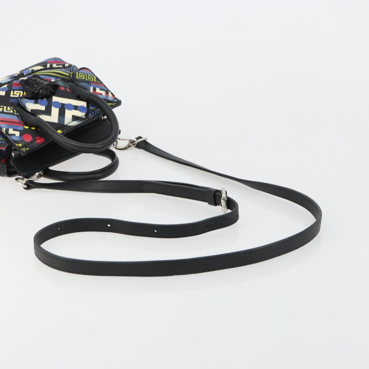 Gianni Versace Hand Bag Leather 2way Multicolor Silver Auth ka4419