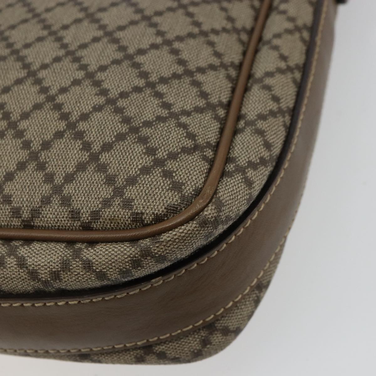 GUCCI Diamante Shoulder Bag Canvas Leather Brown Silver 295679 Auth ka4421