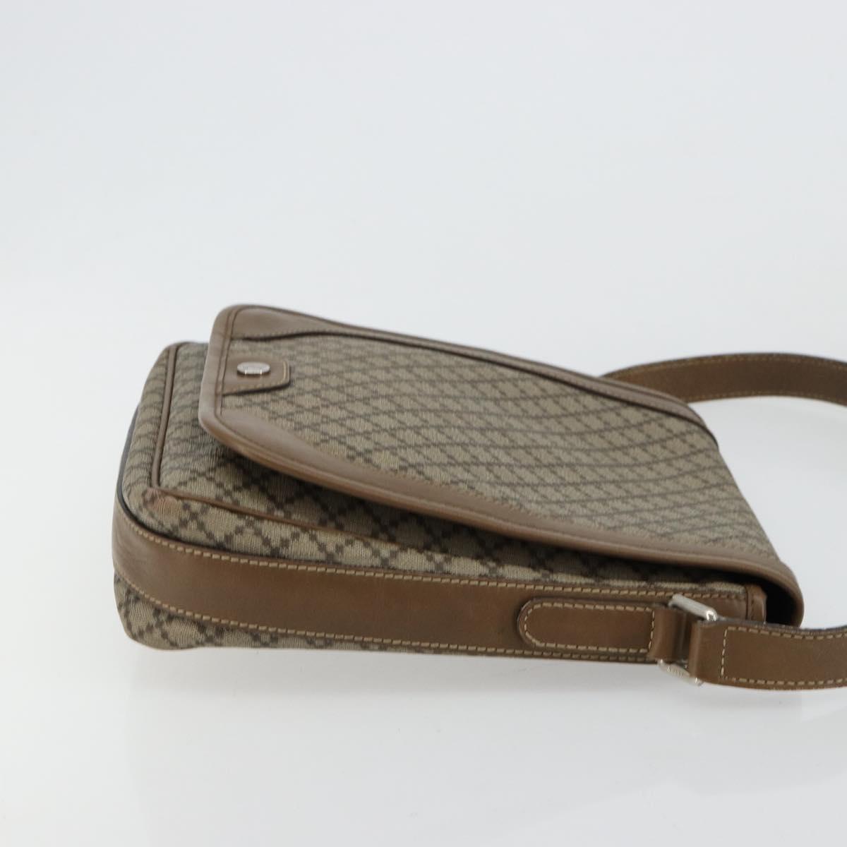 GUCCI Diamante Shoulder Bag Canvas Leather Brown Silver 295679 Auth ka4421
