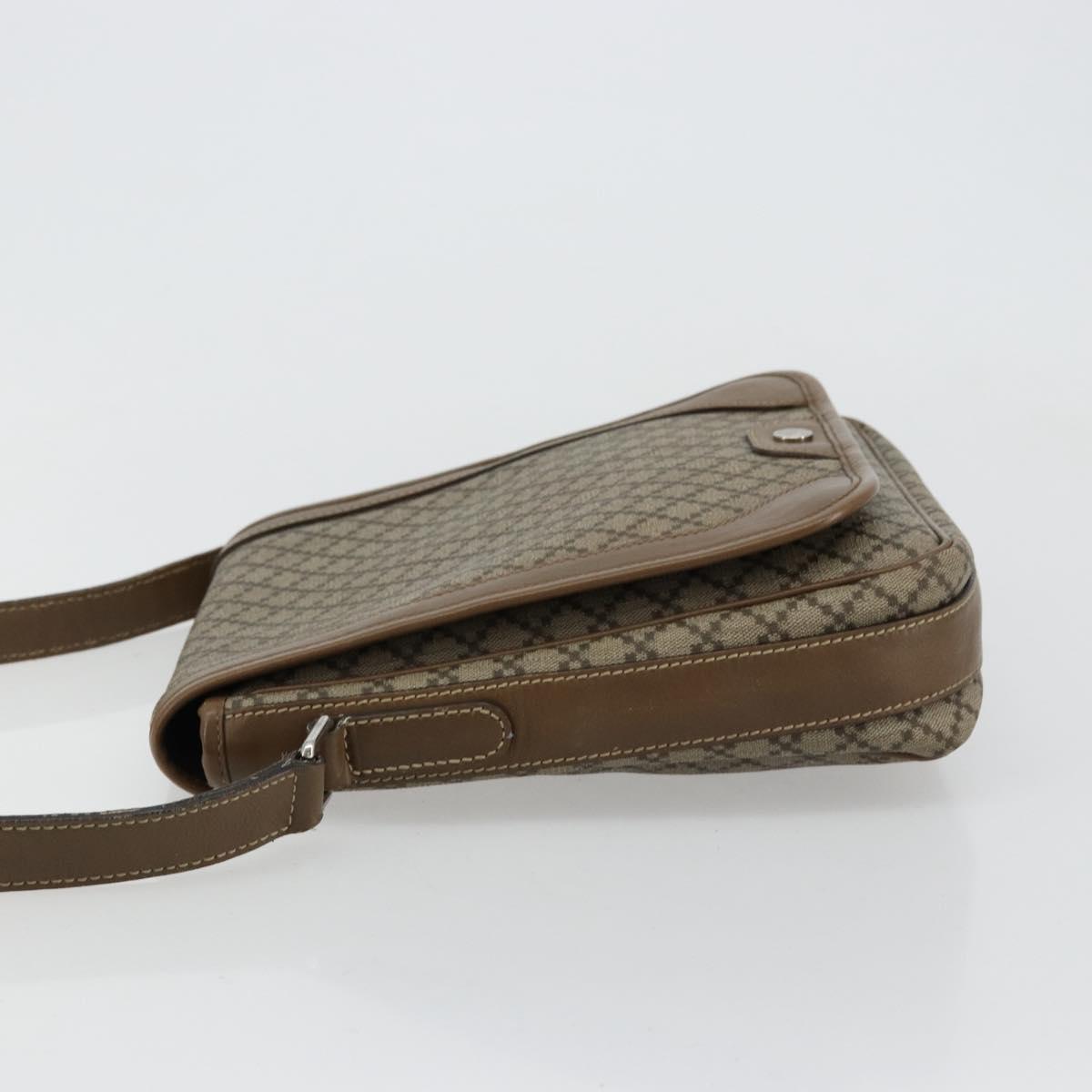 GUCCI Diamante Shoulder Bag Canvas Leather Brown Silver 295679 Auth ka4421