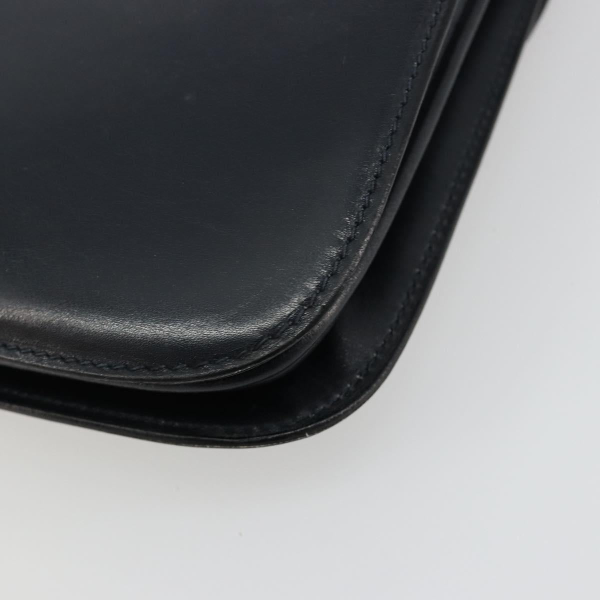 GUCCI Hand Bag Leather Navy Gold Auth ka4422