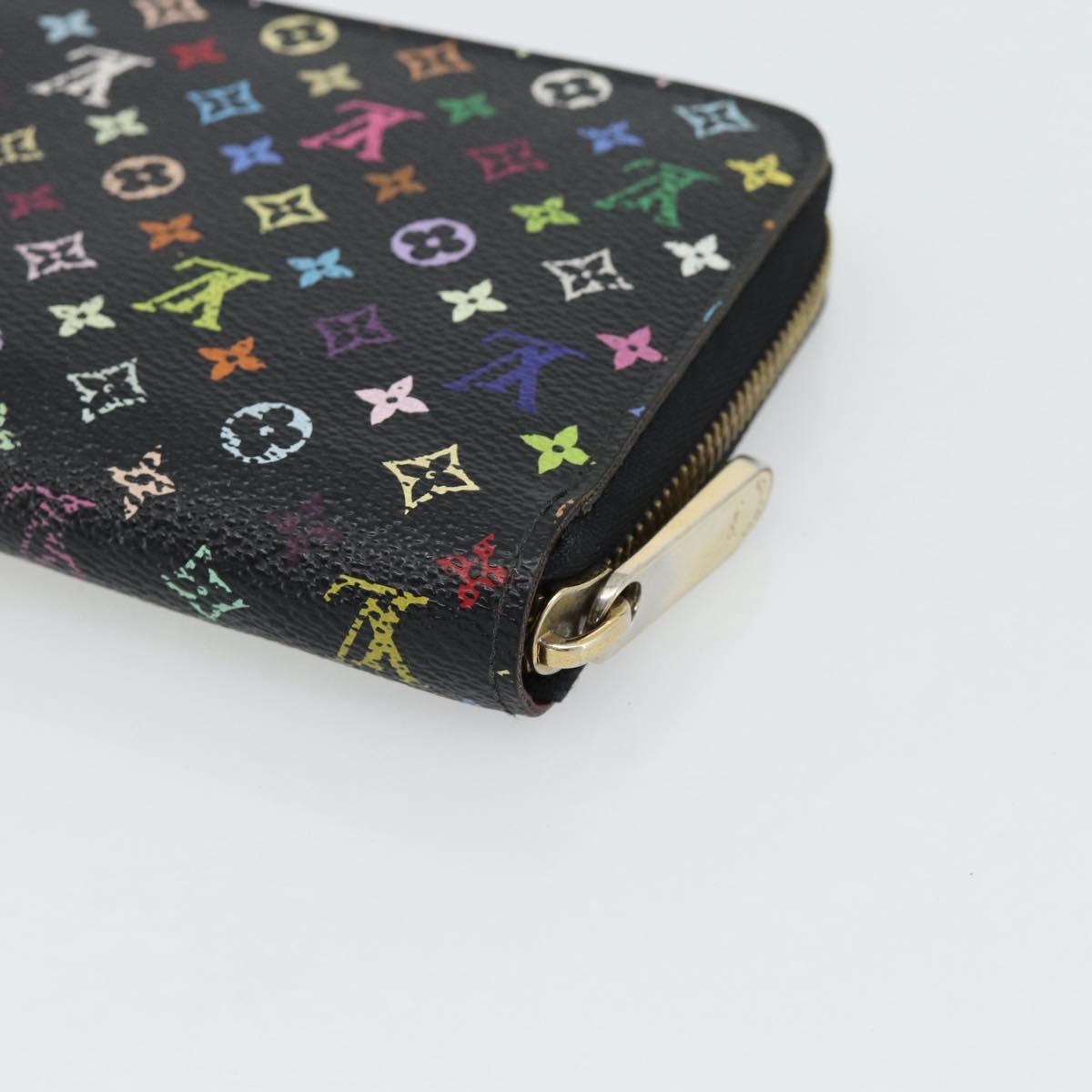 LOUIS VUITTON Monogram Multicolor Zippy Wallet Black M60243 LV Auth ka4424