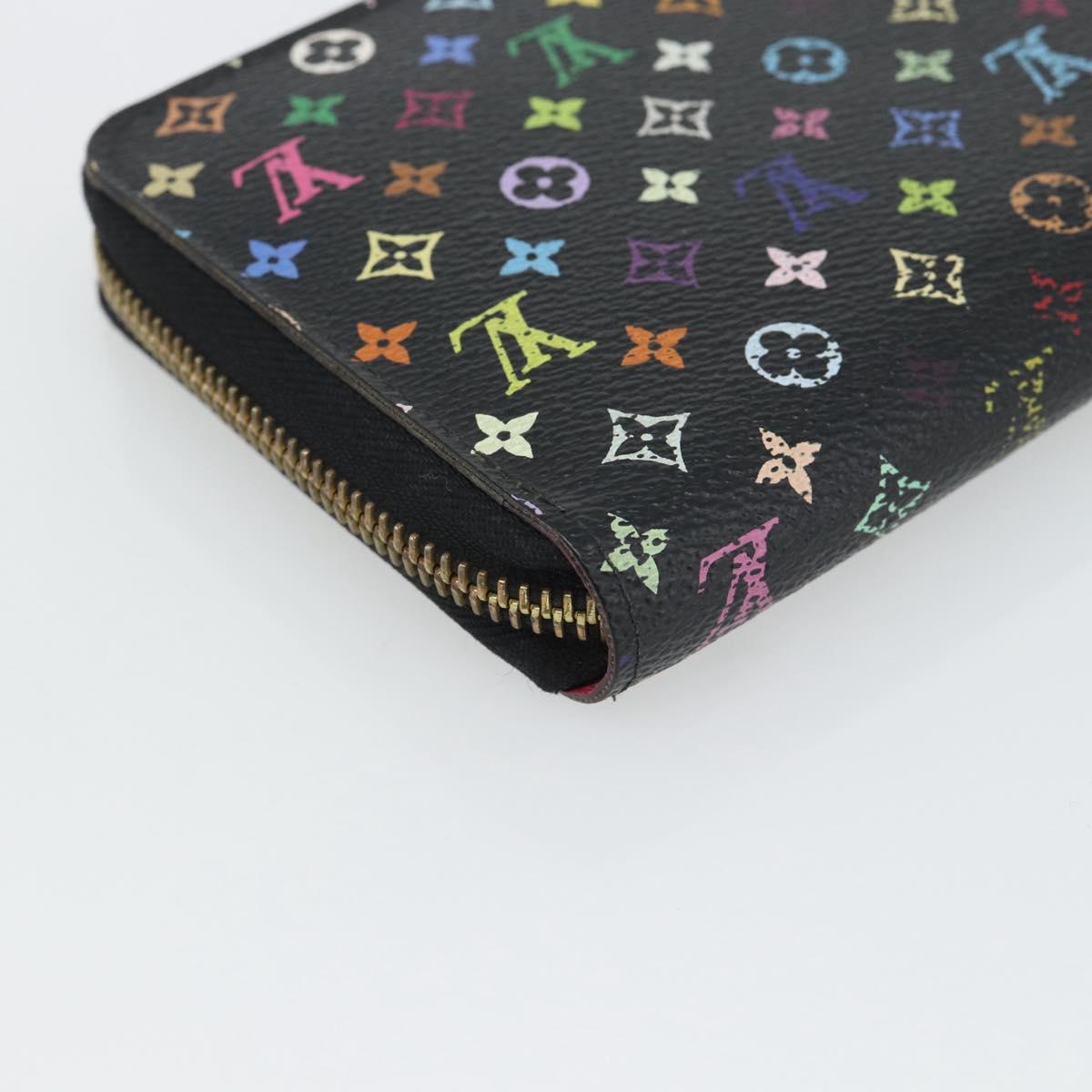 LOUIS VUITTON Monogram Multicolor Zippy Wallet Black M60243 LV Auth ka4424