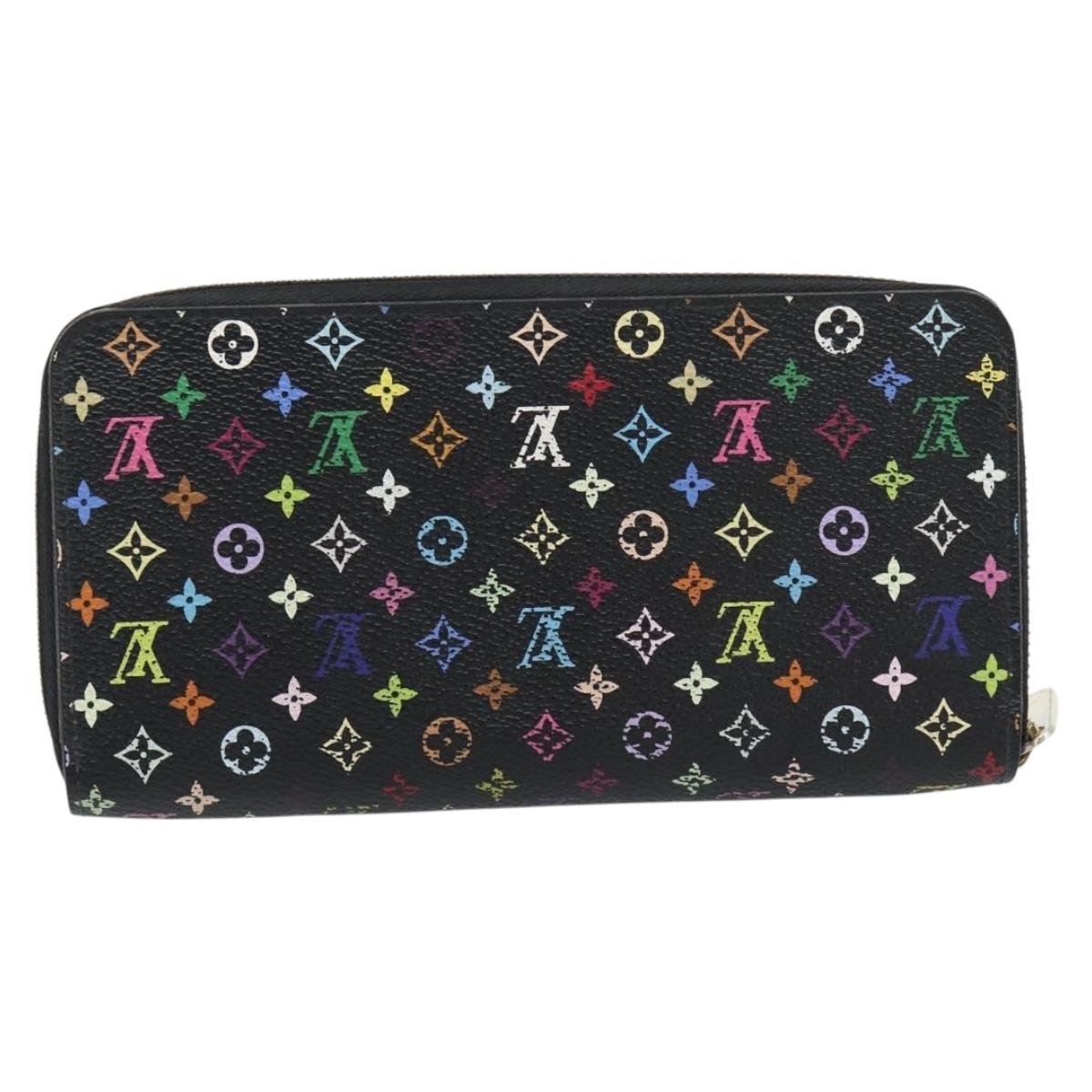 LOUIS VUITTON Monogram Multicolor Zippy Wallet Black M60243 LV Auth ka4424