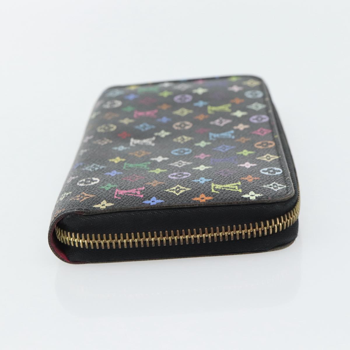 LOUIS VUITTON Monogram Multicolor Zippy Wallet Black M60243 LV Auth ka4424