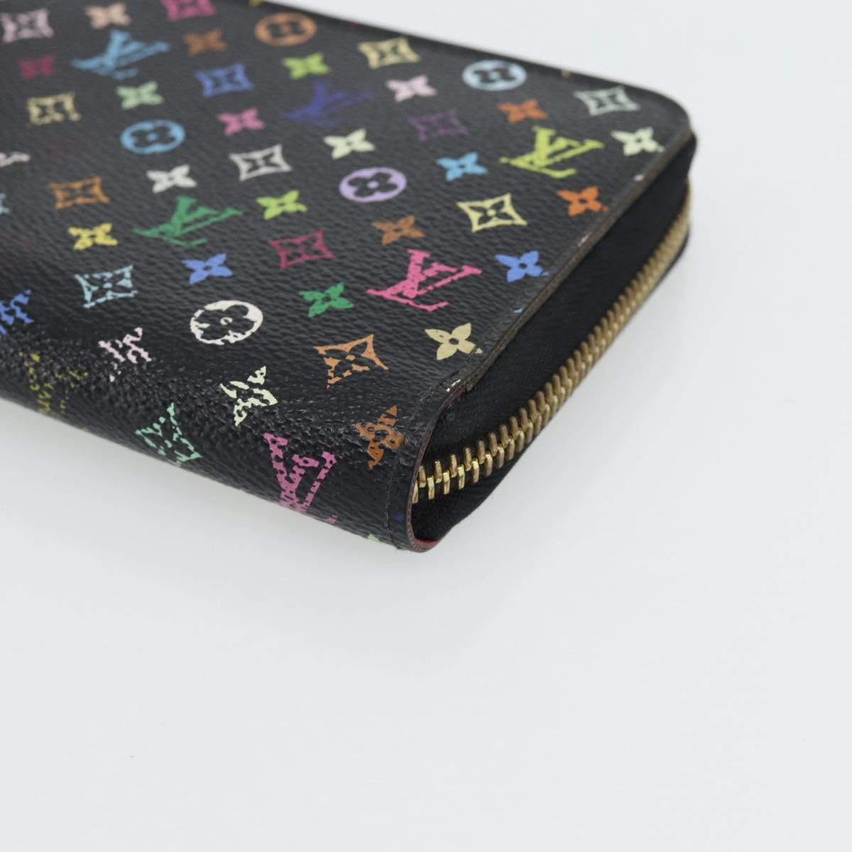 LOUIS VUITTON Monogram Multicolor Zippy Wallet Black M60243 LV Auth ka4424