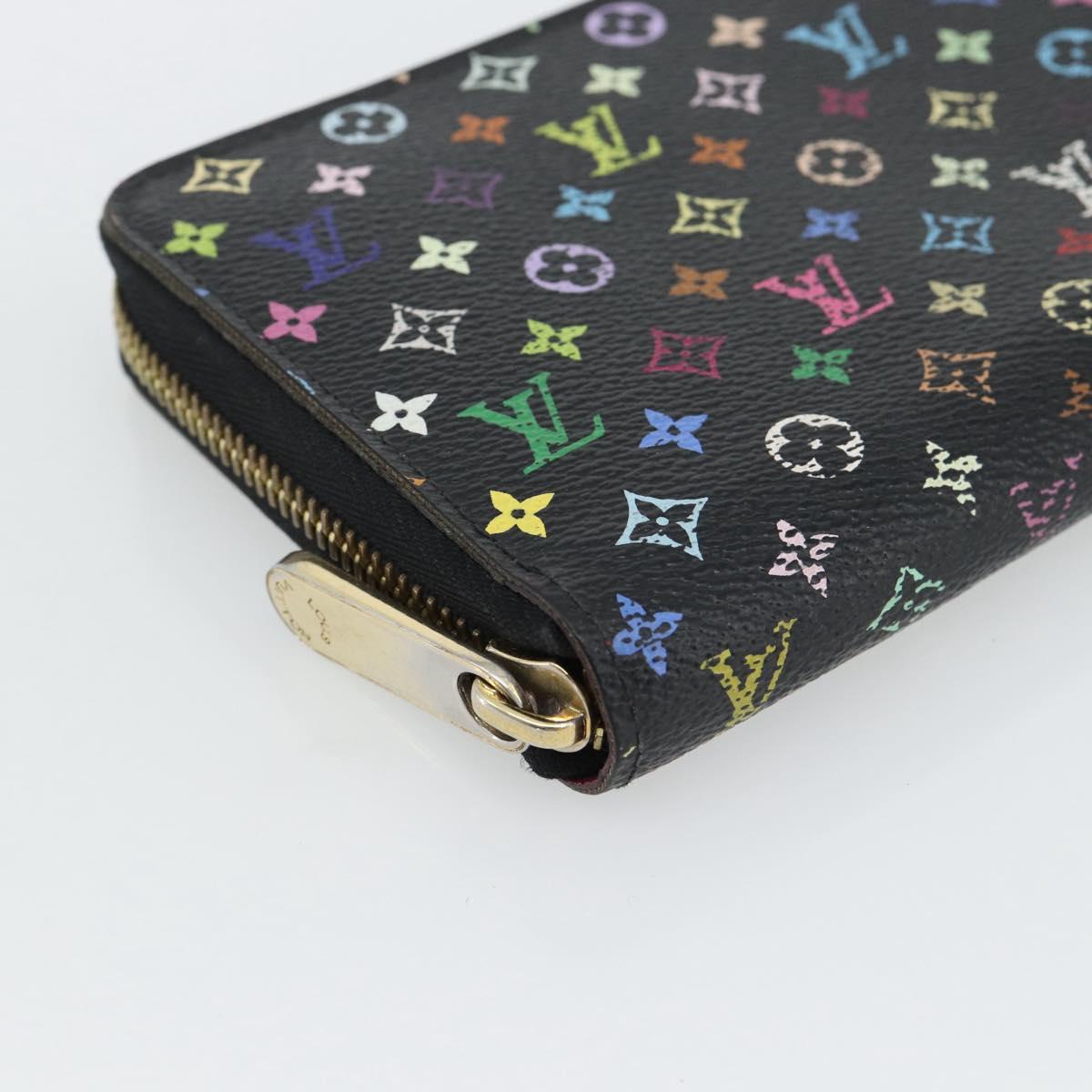 LOUIS VUITTON Monogram Multicolor Zippy Wallet Black M60243 LV Auth ka4424