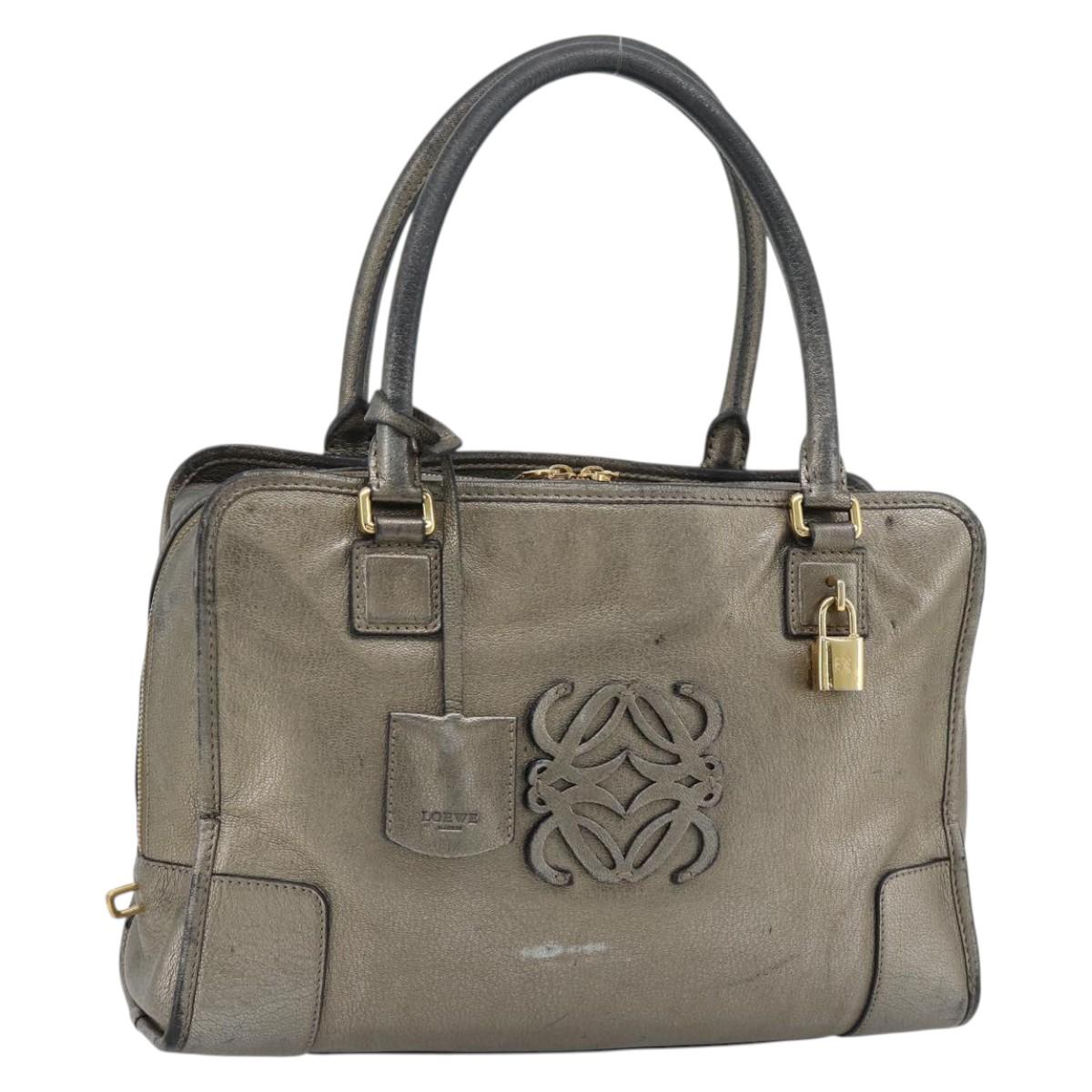LOEWE Amazona 36 Hand Bag Suede Bronze Gold Auth ka4425