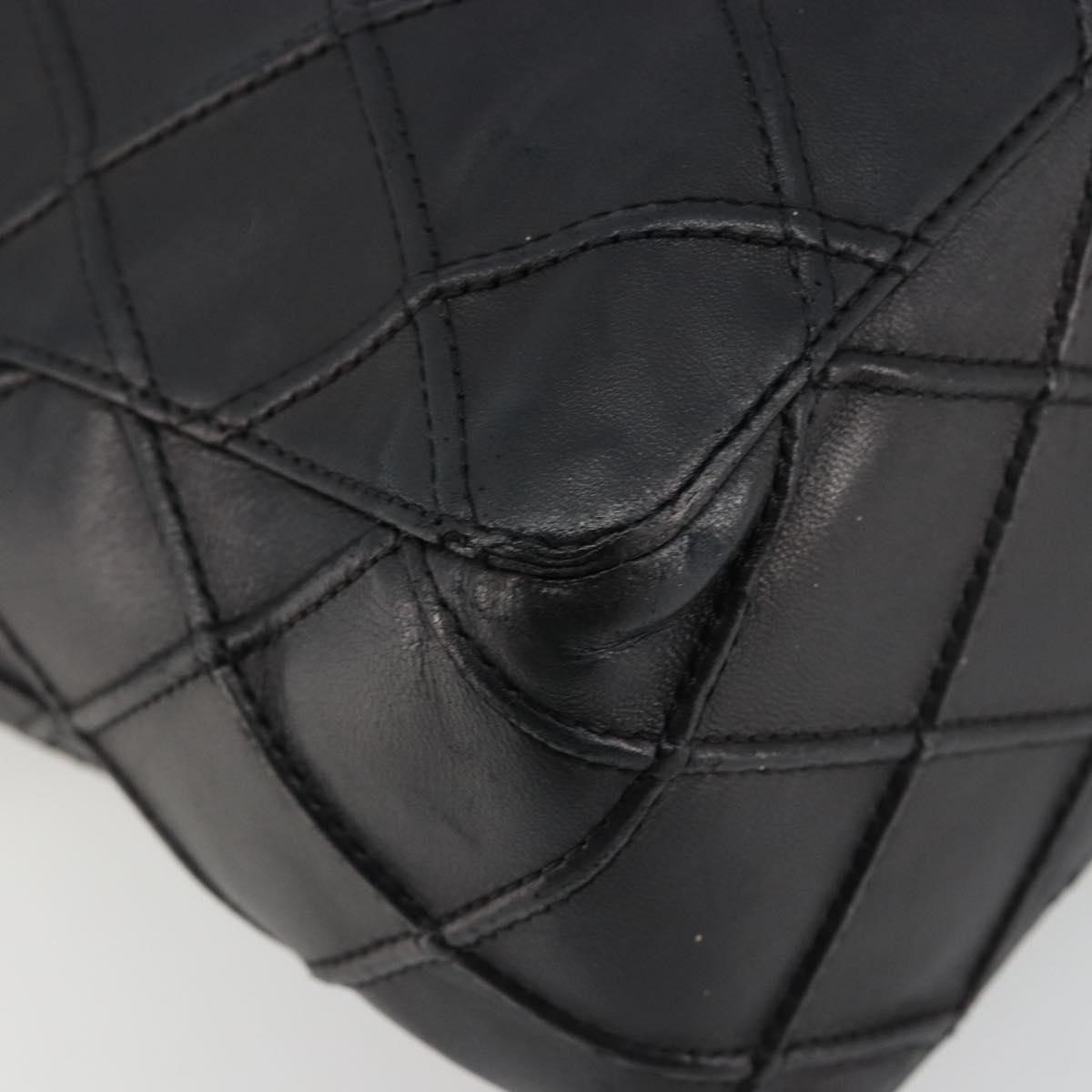 CHANEL Bicolore Shoulder Bag Leather Black Silver CC Auth ka4426