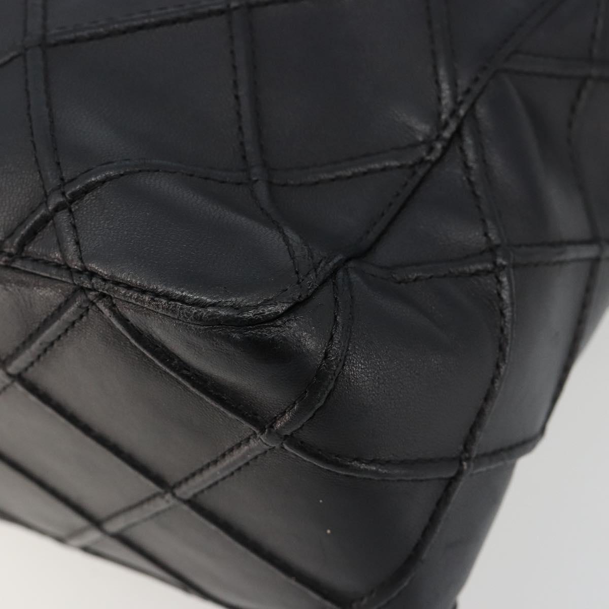 CHANEL Bicolore Shoulder Bag Leather Black Silver CC Auth ka4426