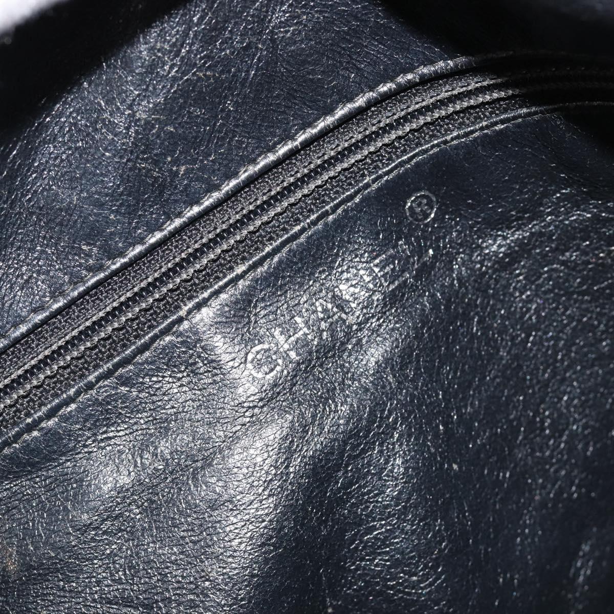 CHANEL Bicolore Shoulder Bag Leather Black Silver CC Auth ka4426