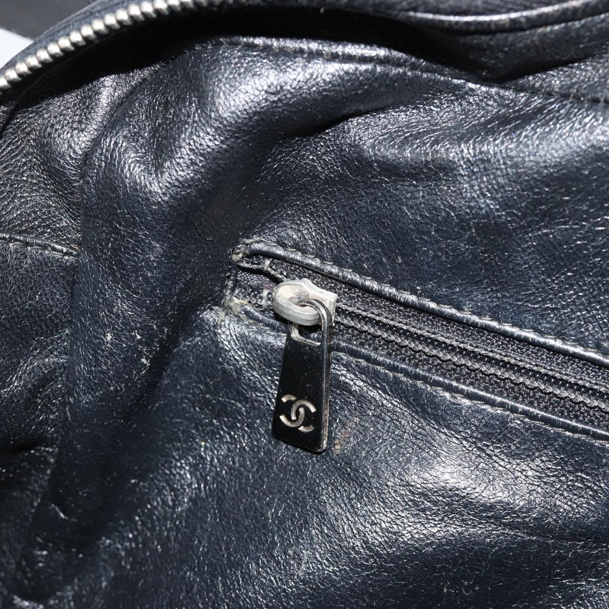 CHANEL Bicolore Shoulder Bag Leather Black Silver CC Auth ka4426