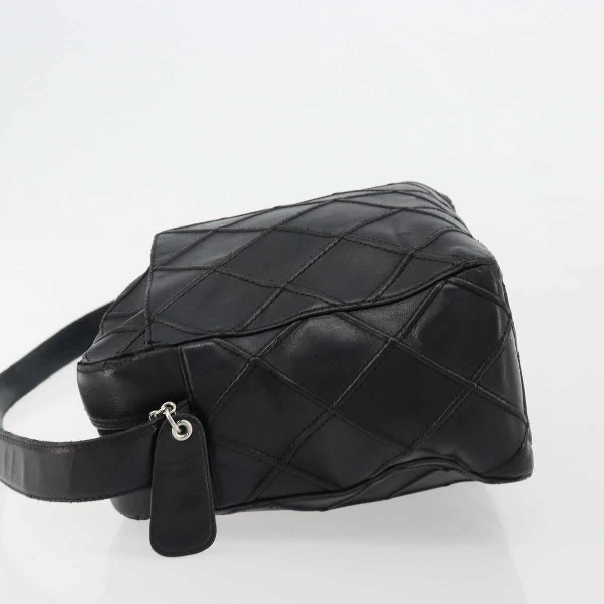 CHANEL Bicolore Shoulder Bag Leather Black Silver CC Auth ka4426