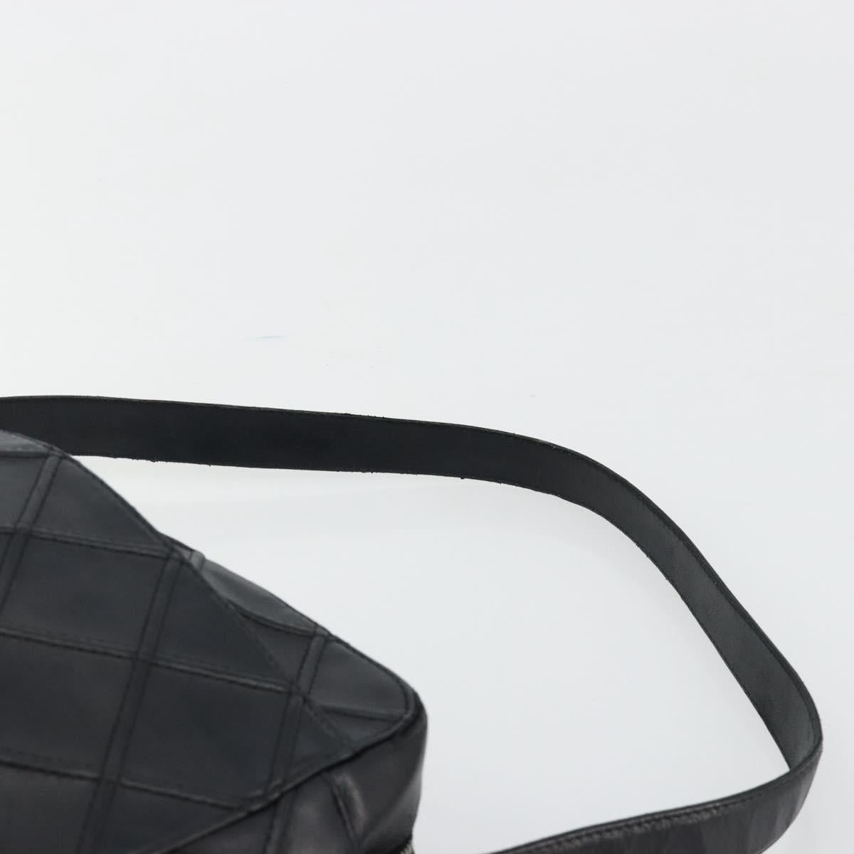 CHANEL Bicolore Shoulder Bag Leather Black Silver CC Auth ka4426