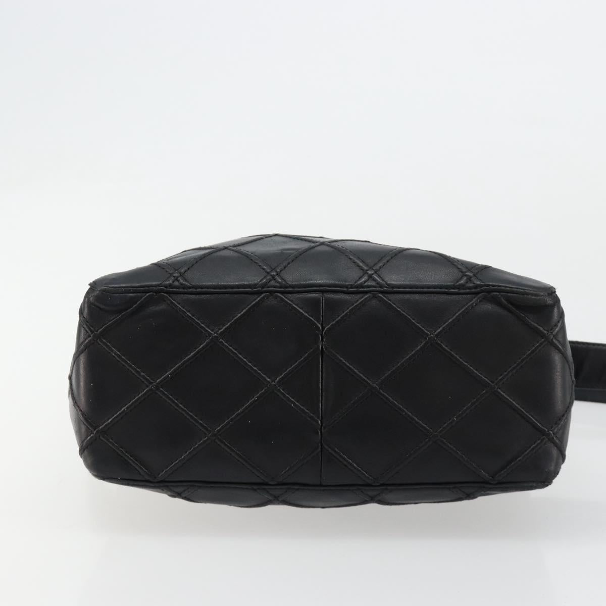 CHANEL Bicolore Shoulder Bag Leather Black Silver CC Auth ka4426