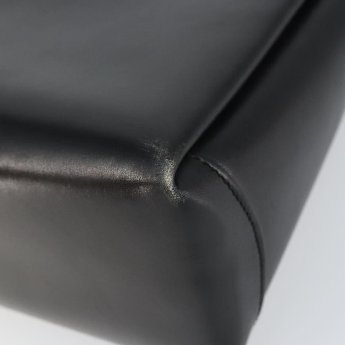 GUCCI Hand Bag Leather Black Silver Auth ka443