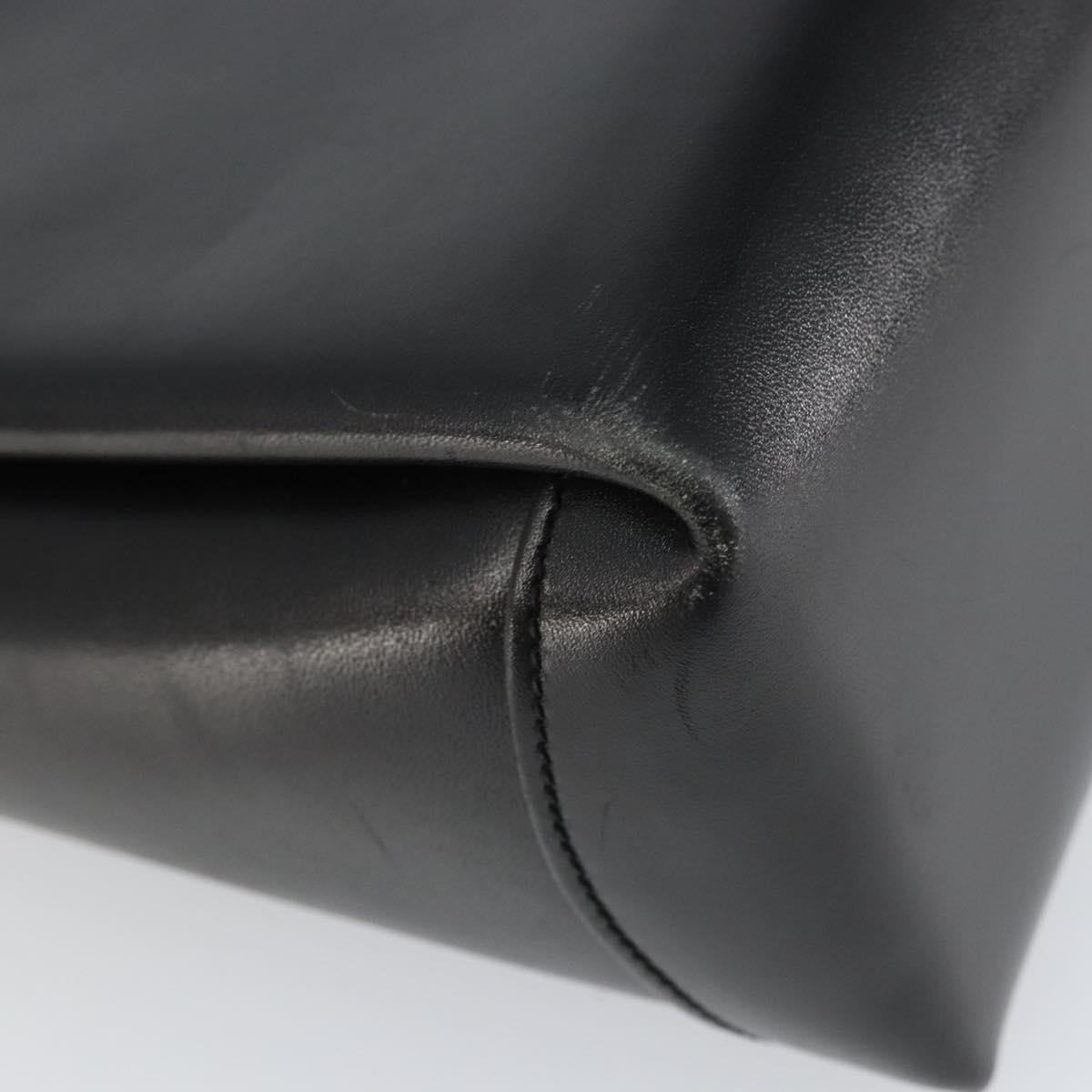 GUCCI Hand Bag Leather Black Silver Auth ka443