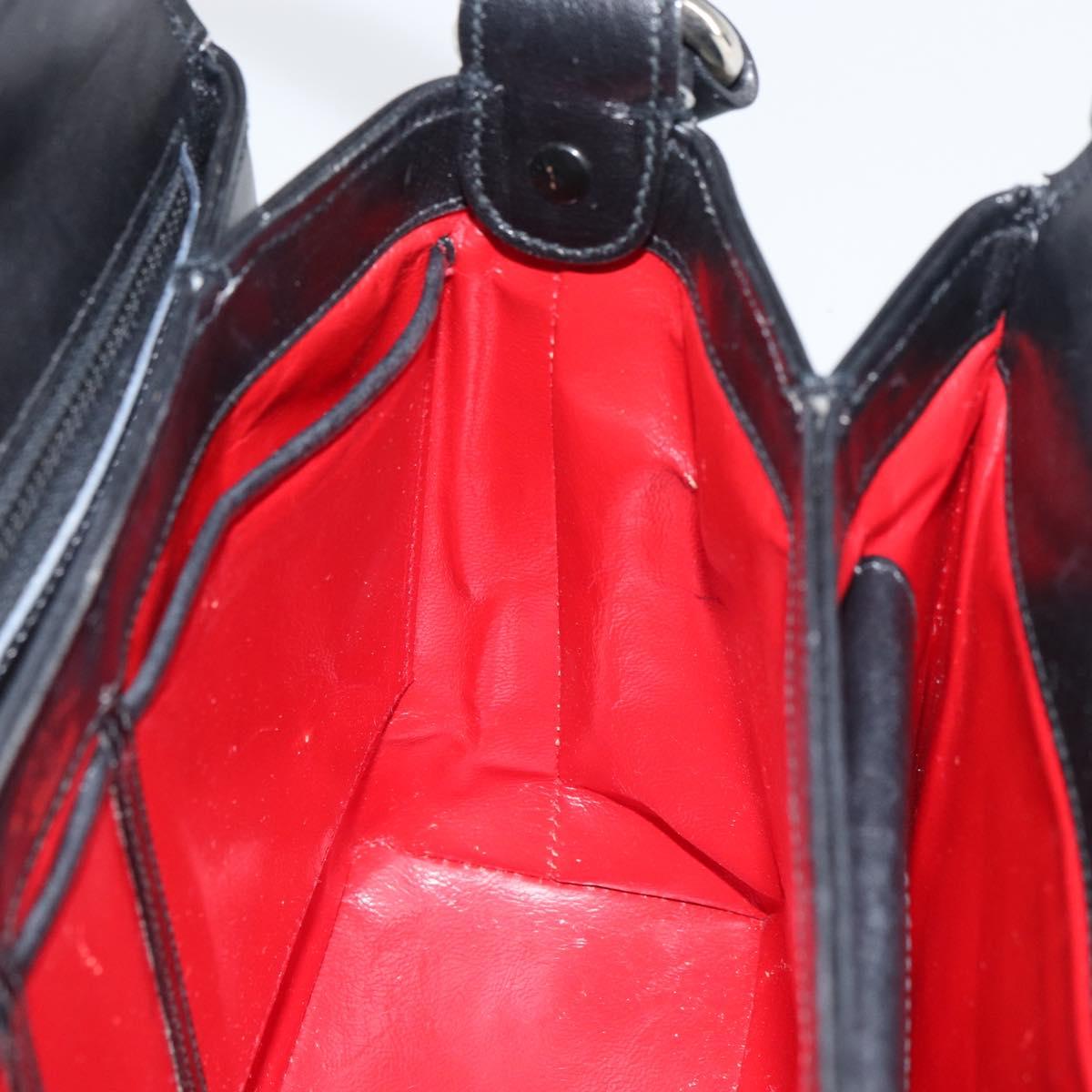 GUCCI Hand Bag Leather Black Silver Auth ka443